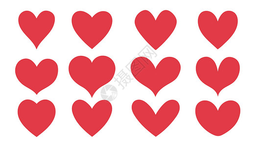 红心组合 手画的心向量 情人节的设计元素涂鸦卡片浪漫艺术草图爱心风格婚礼手绘装饰背景图片