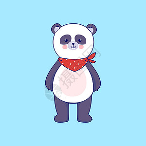 可爱的小熊猫与一个小斑点的卡通人物 婴儿动物 可爱的矢量艺术背景图片