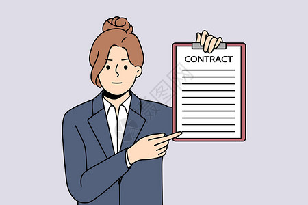 合同协议文档严重女商务人士在合同中指设计图片