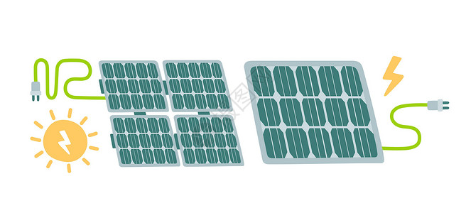 套太阳能电池板 替代可再生能源 太阳能 技术太阳能电池板 矢量背景图片