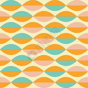 包豪斯70s 风格的中世纪变数模式 矢量插图织物数码马赛克褐色橙子现代主义者世纪墙纸波浪状中叶设计图片