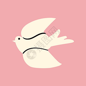 炖鸽鸽鸟是和平的象征 简单可爱的矢量以涂鸦风格绘制设计图片