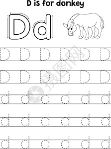 驴蹄子面D页 ABC 彩色标注小学插图填色字母野生动物学前班孩子蹄子工作簿语言设计图片