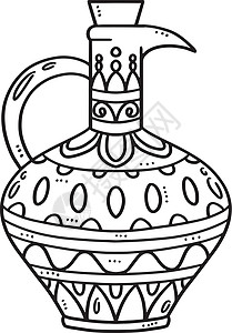 废弃陶器瓶用于孩子的希腊孤立的 Vase 色彩页面黏土填色陶瓷水螅染色制品彩页绘画陶器工艺插画