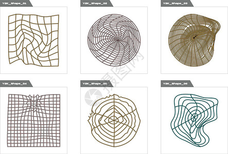 最全图形集合Y2K 元素的集合 复古的未来派图形装饰品 y2k 风格的对象原子狂欢图案横幅世界圆圈几何学星星艺术世纪设计图片