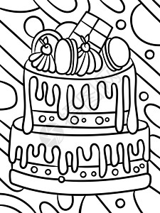 儿童两层蛋糕甜食彩色页面背景图片
