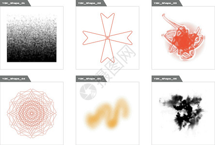 Y2K 元素的集合 抽象图形几何符号的大集合 y2k 风格的对象服饰几何学插图星星火花狂欢框架天空收藏艺术设计图片
