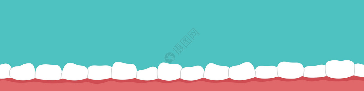 间距歪牙横幅 咬合不正问题 牙菌斑 牙齿健康概念 平面矢量隔离图插画