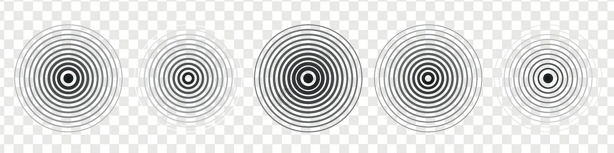 振动的声纳声波 信号同心圆 振动辐射信号 矢量孤立图示插画