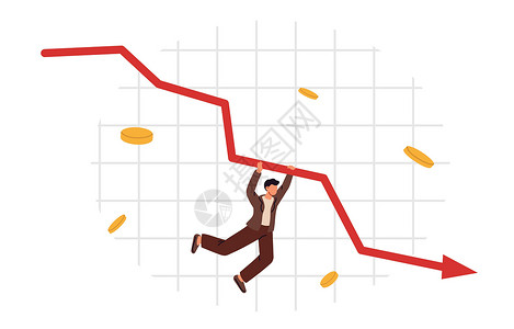 倒台全球金融危机 经济衰退 破产 箭头指向下方 经济衰退 平面矢量图金融公司衰退滞胀通货膨胀货币碰撞兴趣库存投资设计图片