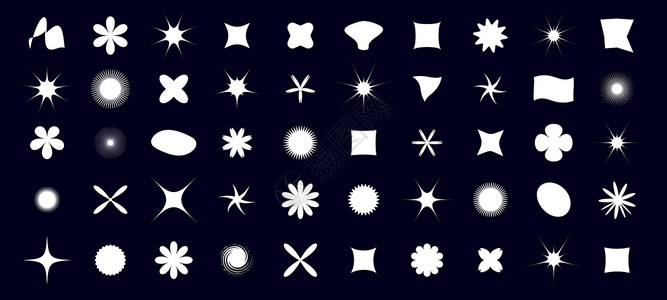 粗野的大胆的原始数字 瑞士风格的粗野主义造型 抽象的几何形状 后现代人物 矢量孤立图解拼贴画作品插图金光微笑艺术品音乐技术星星海报设计图片
