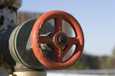 水阀红色箭头控制流动安全金属管道压力背景图片