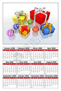 2008年日历时间表插图公司工作会议年度日记礼物背景图片