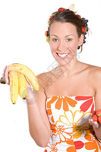 平衡兼顾饮食香蕉女性女性化营养女士体重食物减肥背景图片