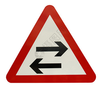 三角形箭头边框两条路 带有剪切路径警告黑色红色控制板三角形汽车交通信号箭头指标背景
