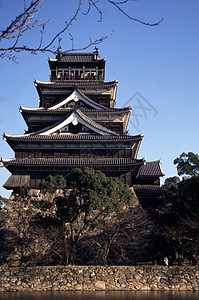 日本城堡护城河背景图片