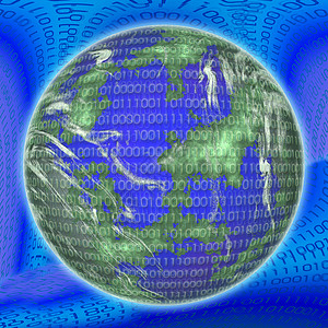 二进代码通讯程序电脑编码数字技术编程艺术插图蓝色背景图片