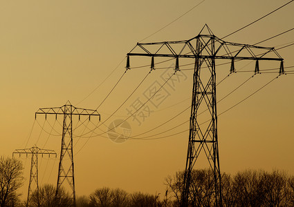 电力发电运输金属天空力量活力电压日落背景图片