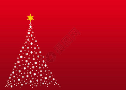 红色的白圣诞树背景图片