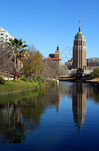 圣安东尼奥反思景观建筑天际反射商业城市背景图片