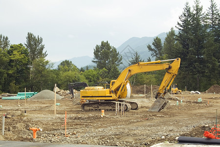 挖核器建筑工地前端加载器背景