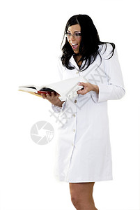 白大衣护士阅读一本书背景