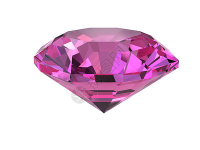 钻石折射白上孤立的深粉宝石背景