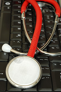 键盘上的立體镜考试医生电脑医疗乐器保健药品笔记本卫生背景图片