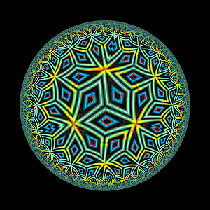 循环模式图案黑色钻石圆圈几何绿色插图黄色橙子蓝色背景图片