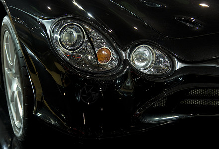黑色运动车奢华反射反光板跑车车辆背景图片