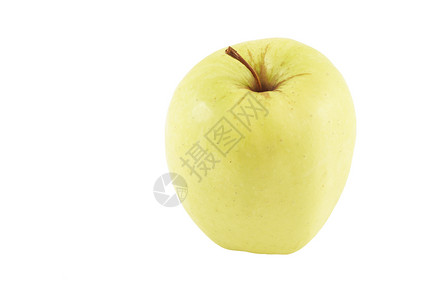 黄苹果 白的孤立背景图片