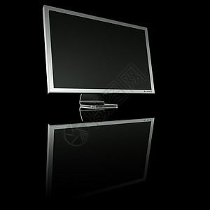 带屏幕反光铝中的监视器屏幕电脑办公室技术电子液晶反光薄膜黑色桌面背景