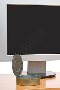 监测器和锡锡金属技术桌子监视器展示办公室背景图片