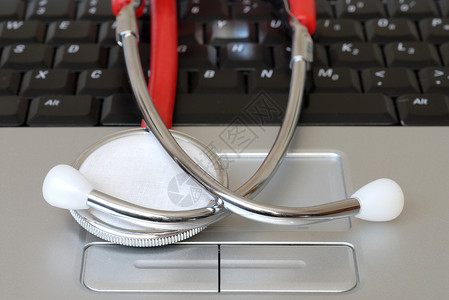 键盘上的立體镜考试笔记本医疗药品电脑卫生乐器保健医生背景图片