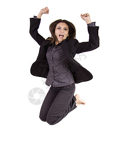 创业女商务人士喜悦飞跃女性女士幸福乐趣商业生日假期背景图片