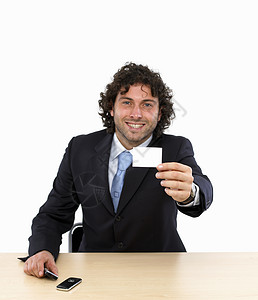 彩色商务名片拥有空白名片的商务人士会议领带桌面人类职业信用卡衬衫男士成人工作背景