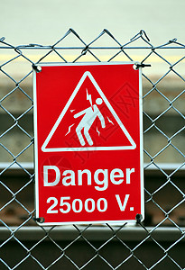 危险标志死亡电气安全电压栅栏风险红色铁路警告震惊背景图片