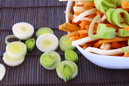 准备喝汤的蔬菜都泡了饮食沙拉厨房食物黄瓜绿色白色橙子营养芹菜背景图片