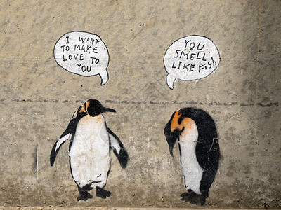 会画画的企鹅企鹅街艺术背景