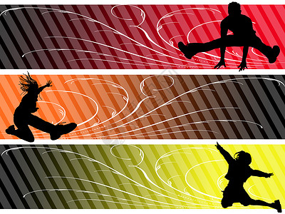 跳跃人口橙子芭蕾舞横幅季节黄色剪影情感舞蹈派对装饰品背景图片