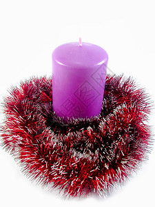 圣诞节蜡烛假期紫色薰衣草红色补丁背景图片