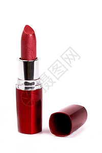 红口红红色产品管子化妆品倾斜嘴唇美容金属持有者美丽背景图片