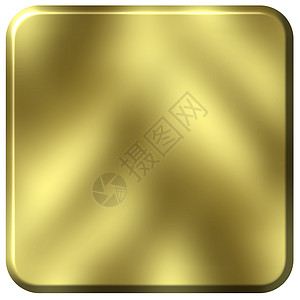 3D 金色广场 带四边金属插图艺术按钮空白反射金子圆形框架背景图片