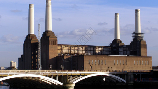 巴特西电站伦敦电池发电站电站工厂废墟建筑力量烟囱考古学地标动物工业背景