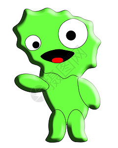 怪物嘴巴可爱的怪物白色数字插图眼睛卡通片身体绿色生物嘴巴背景