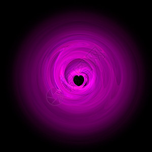 心脏分形粉色圆圈黑色背景图片