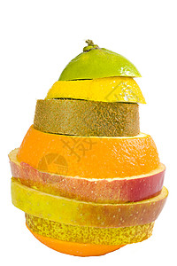 一种由 橙 苹果 石灰和柠檬片组成的新水果背景图片