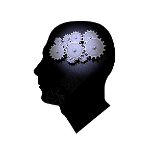 脑齿教育大脑齿轮白色灯泡解决方案创造力头脑智力答案背景图片