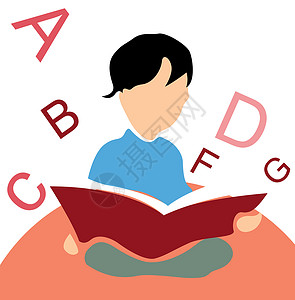 阅读书本 白背景和字母表背景图片