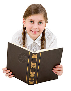 女孩和书学习白色棕色图片